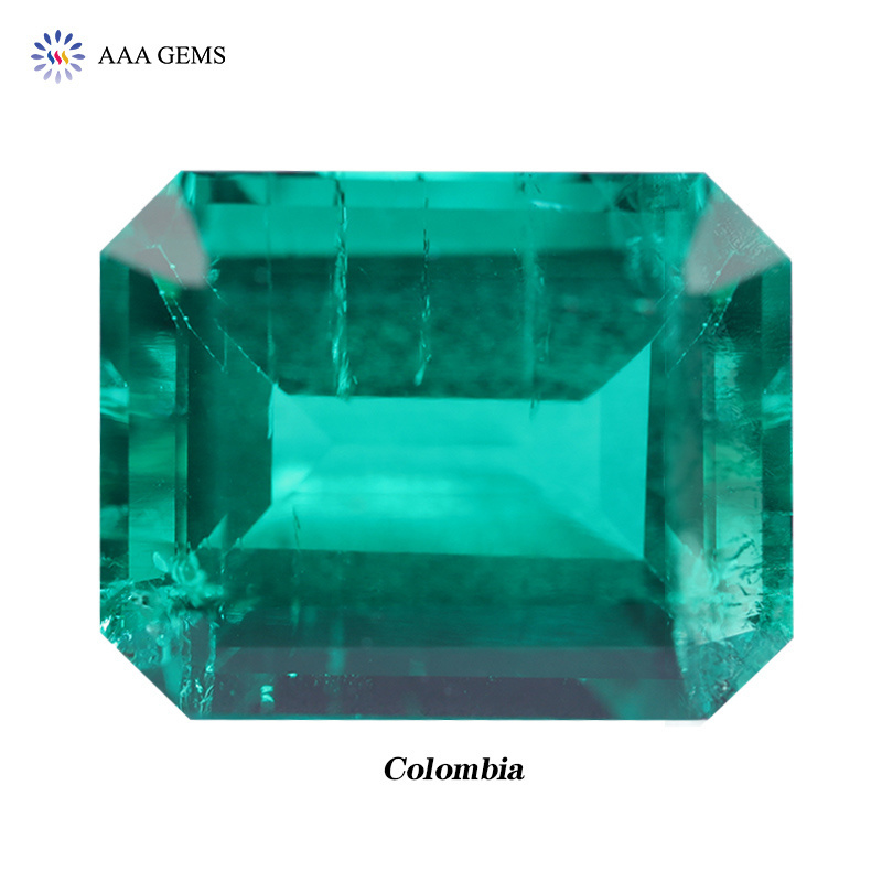 Colombia Synthetic Emerald Cut Green Lab-Created Hydrothermal Emerald Gemstones