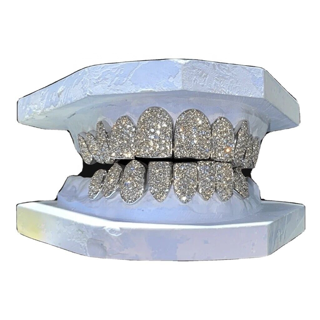 Silver Bling Grillz Mold Kit De Dent Moissanite Diamond Iced out Gold Plated Grills Teeth Grillz Custom Moissanite Grill