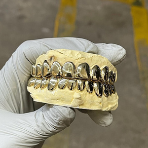 2023 New Wholesale Mens Hip Hop Gold Teeth Silver 925 Grillz Top & Bottom Iced Out Grillz Dental Moissanite Grill