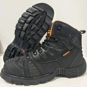 New Product Black Large Size High Top Steel Toe Leather Working Boots For Men