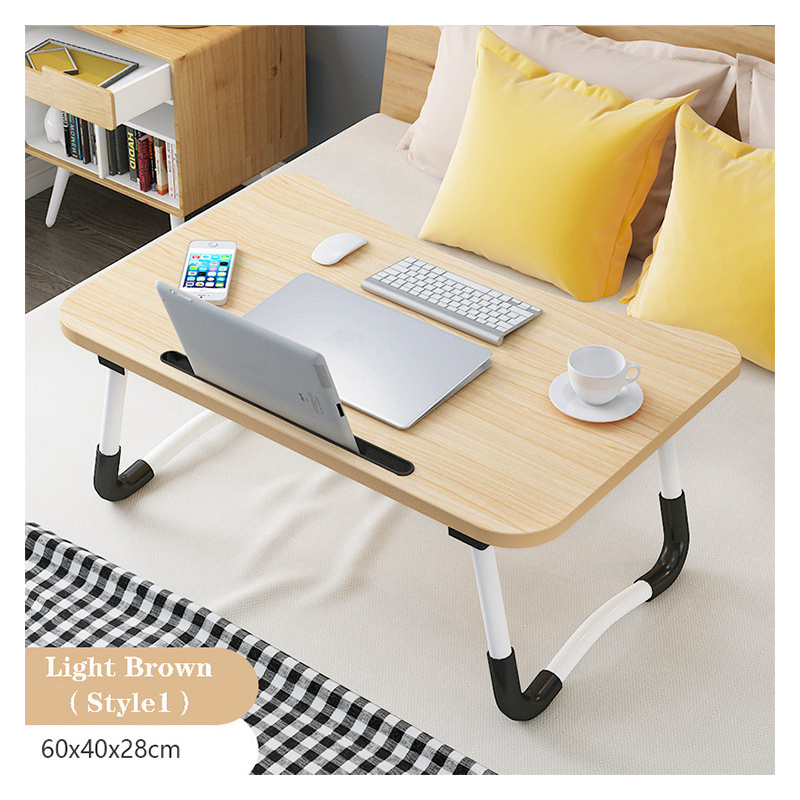 Folding Adjustable Writing Computer Laptop Breakfast Tray Desk Wooden Design Mini Bed Table