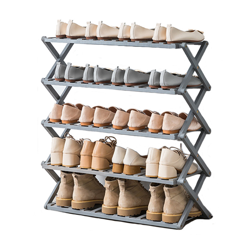 Customized Portable No Assembly Foldable Modern Storage Organizer Living Room Wooden Bamboo Panel Shoe Racks For Home