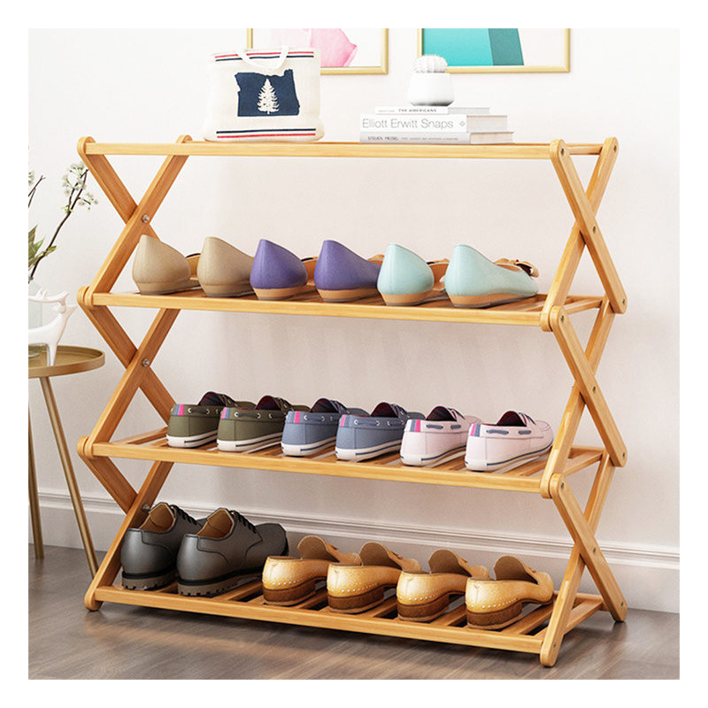 Space Saving Living Room Storage Rack Bamboo Shoe Cabinet Shelf Custom Modern Bamboo Shoe Rack