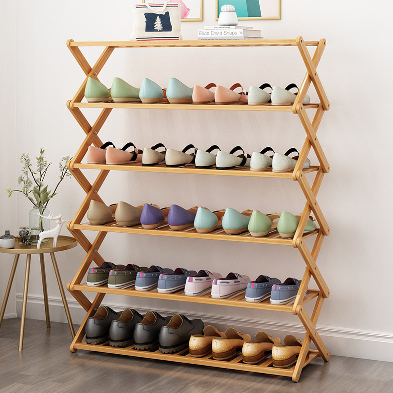 Space Saving Living Room Storage Rack Bamboo Shoe Cabinet Shelf Custom Modern Bamboo Shoe Rack