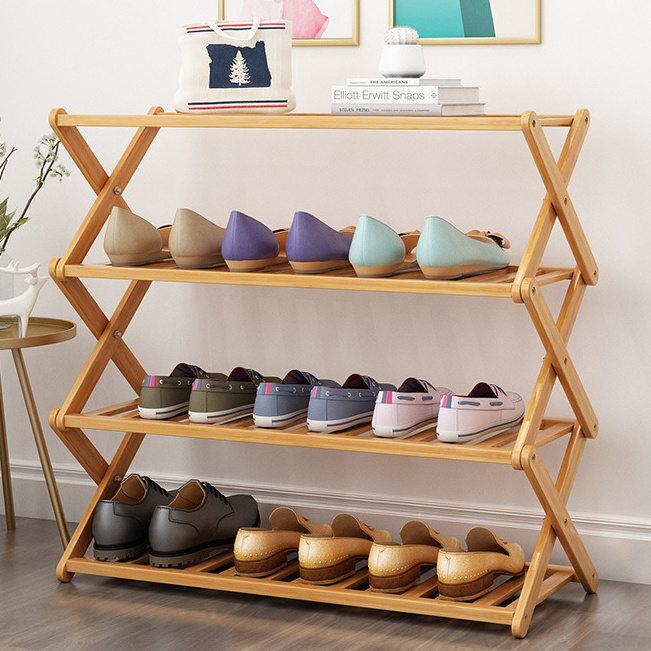 Wholesale Shoe shelf Custom Modern Stackable Living Room Storage Organizer Eco-friendly Bamboo Shoe Rack