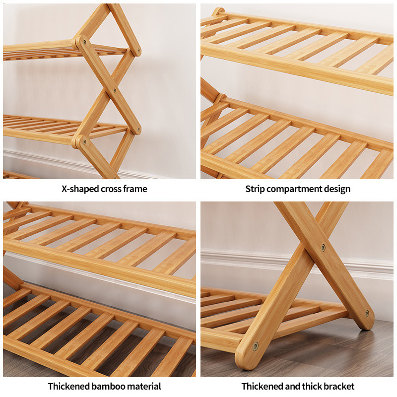 Wholesale Shoe shelf Custom Modern Stackable Living Room Storage Organizer Eco-friendly Bamboo Shoe Rack