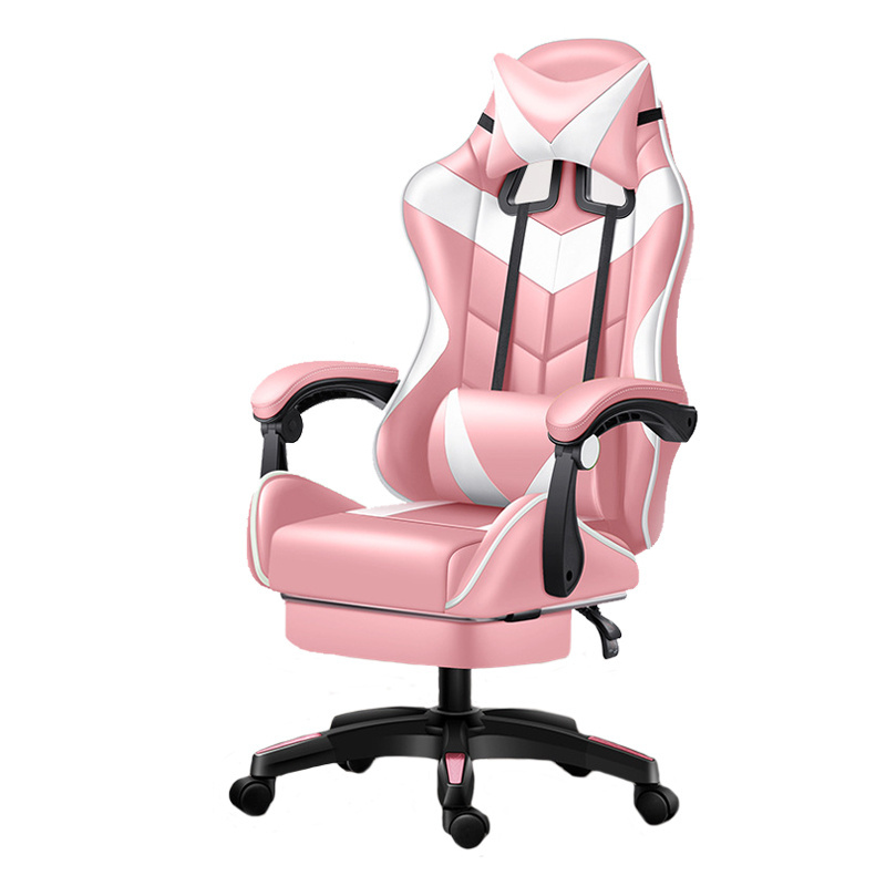 Cheap Leather Fabric Pillow Reclining Pink PC Gamer Racing Style Office Computer Racing Gaming Chair with Wheels