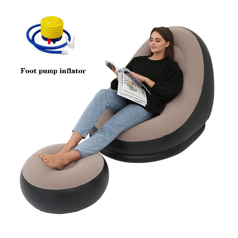 New Lazy Inflables Outdoor Lounge Sofa Bed Inflatable Chair Couch Sofa Adult Kids Relax Seat Set