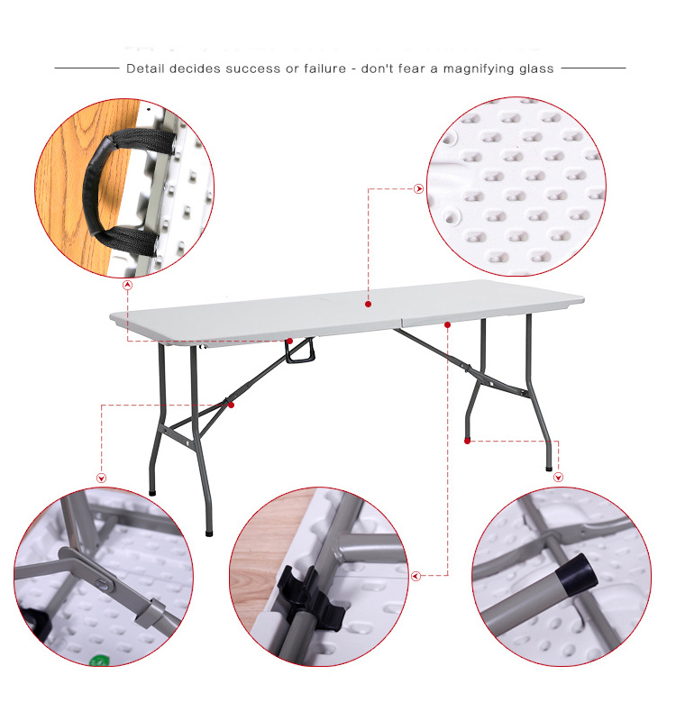 Wholesale Modern Meeting catering Banquet Picnic Plastic Fold Up White Rectangular Folding Outdoor Table