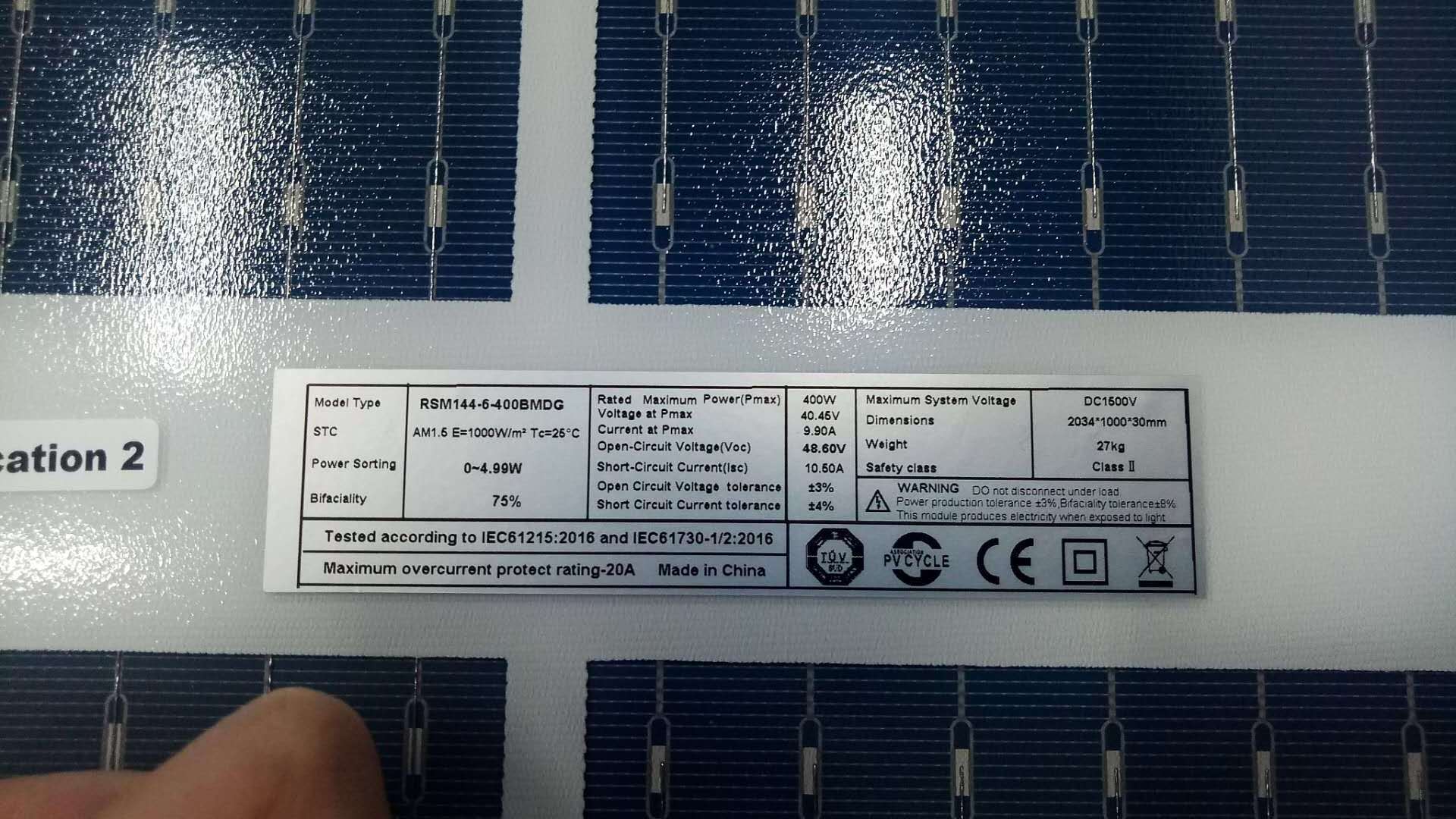 Risen Solar Bifacial Double Glass  395w 400 watt 410 watt 415w  420 Watt Solar Module PV Solar Panel