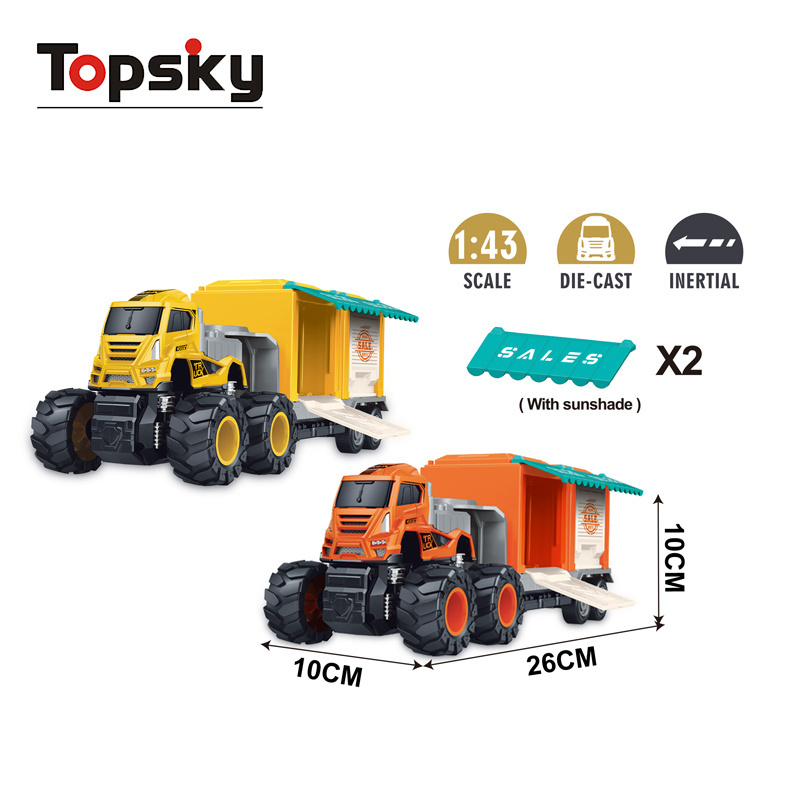 Topsky Newest Friction Transport Truck 1:43 Alloy Friction Car 4wd Friction Truck And Trailer Toy Diecast Toy Vehicles For Kids