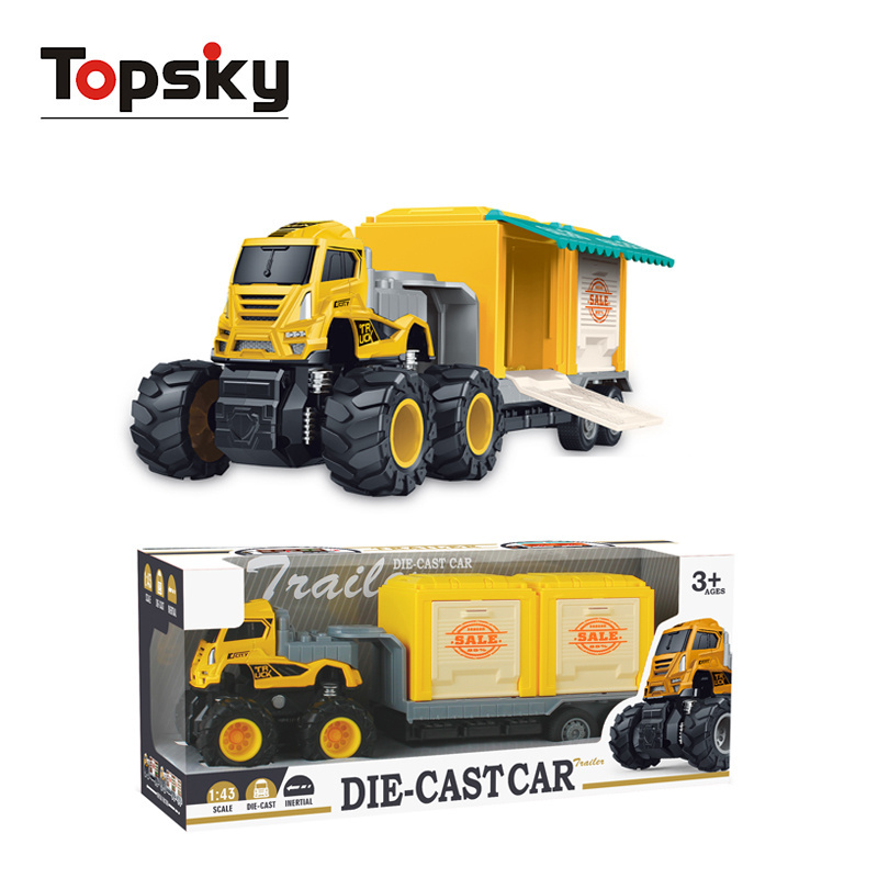 Topsky Newest Friction Transport Truck 1:43 Alloy Friction Car 4wd Friction Truck And Trailer Toy Diecast Toy Vehicles For Kids