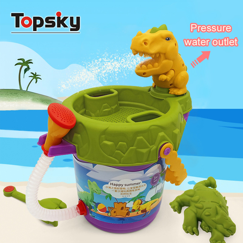 High Quality Children Outdoor Summer Dinosaur Bucket Beach Toys Kids Plastic Water Playing Tool Beach Sand Bucket Toys