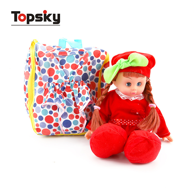 Hot selling lovely toy girl doll 14 inch muneca juguete baby doll toys with packsack