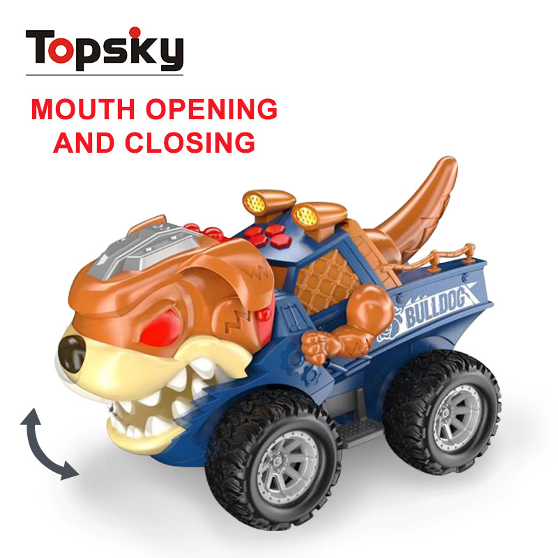 High Quality Inertial Car Friction Animal Monster Truck Toys Electronic Diecast Truck Vehicle Toys with Sounds Lights for Kids