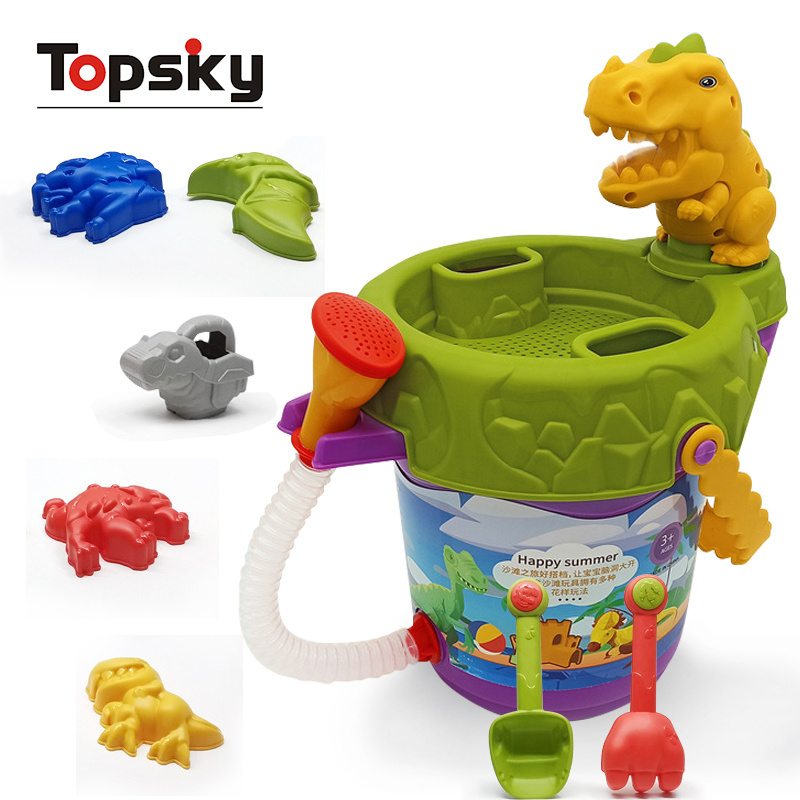 High Quality Children Outdoor Summer Dinosaur Bucket Beach Toys Kids Plastic Water Playing Tool Beach Sand Bucket Toys