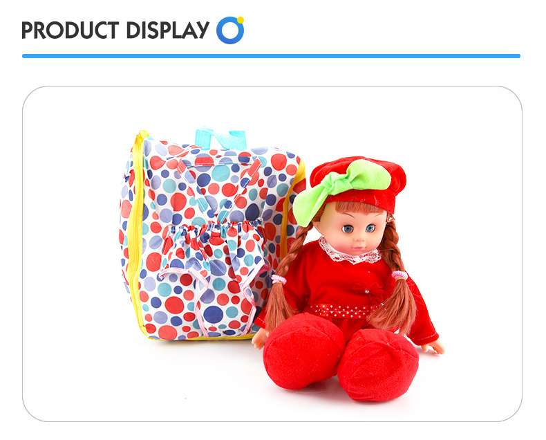 Hot selling lovely toy girl doll 14 inch muneca juguete baby doll toys with packsack