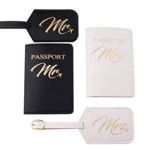 Mr and Mrs Passport Cover Set Couple Travel Wallet Passport Holder With Luggage Tags Wedding Bridal Shower Gift