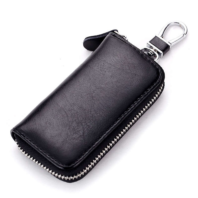 Multifunctional Men Leather Zip Around 6 Hook Key Case Car Key Holder Wallet with 2 Card Slot New Promotional Gift