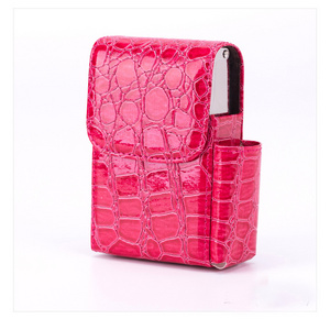 PU Leather Cigarette Box Anti Scratch Protective Storage Case with Lighter Holder