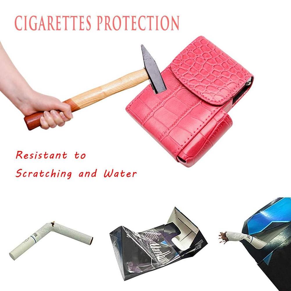 PU Leather Cigarette Box Anti Scratch Protective Storage Case with Lighter Holder