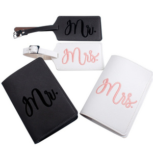 4pcs/set Mr and Mrs Luggage Tag and Passport Cover Embroidered to Honeymoon Wedding Gift Passport Holder