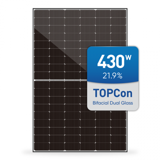 Trina 430W TOPCon N Type Full Black Bifacial double glass Photovoltaic PV Panel Module 410w 420w 425w 430w Solar Panel 400 watt