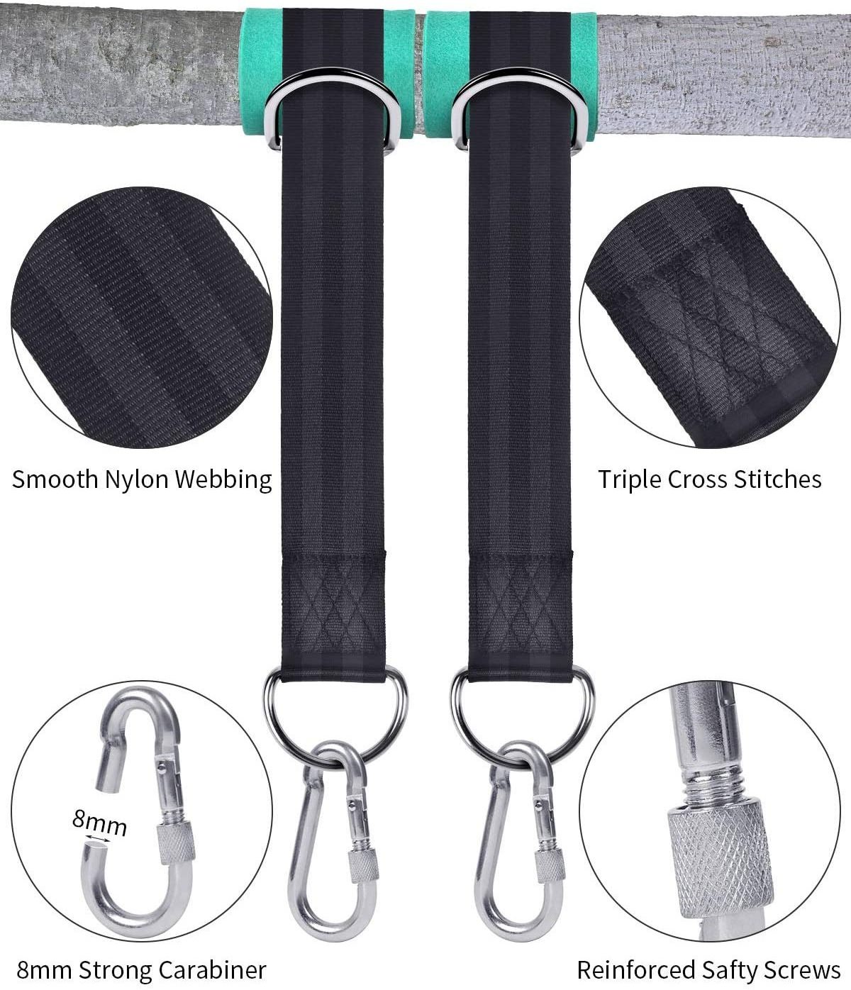 Tree Swing Straps Hanging Kit, Adjustable Hammock Straps, 2200Lbs Break Strength with Tree Protector Sleeve