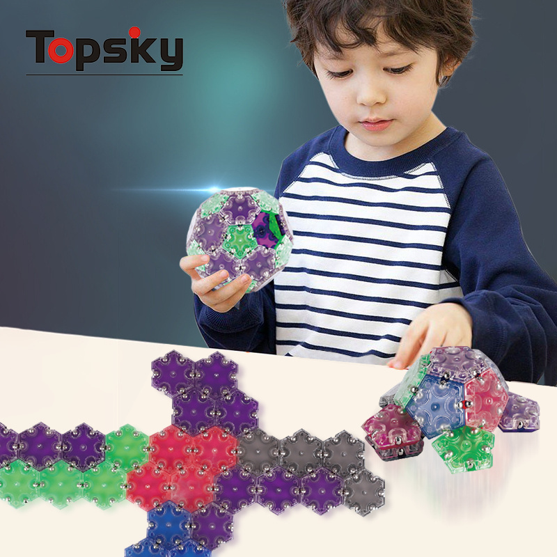 Creative 32pcs Magnetic Geode Fidget Sphere Toys Magnetic Pentagons Building Blocks Set Stress Relief Desk Magnet Toys