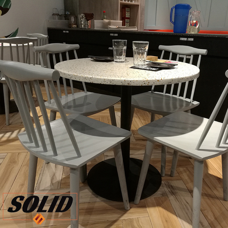 China quality customized pedestal restaurant solid surface dining table