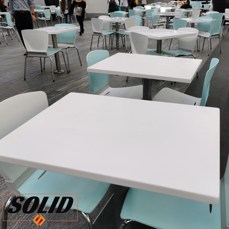 China quality customized pedestal restaurant solid surface dining table