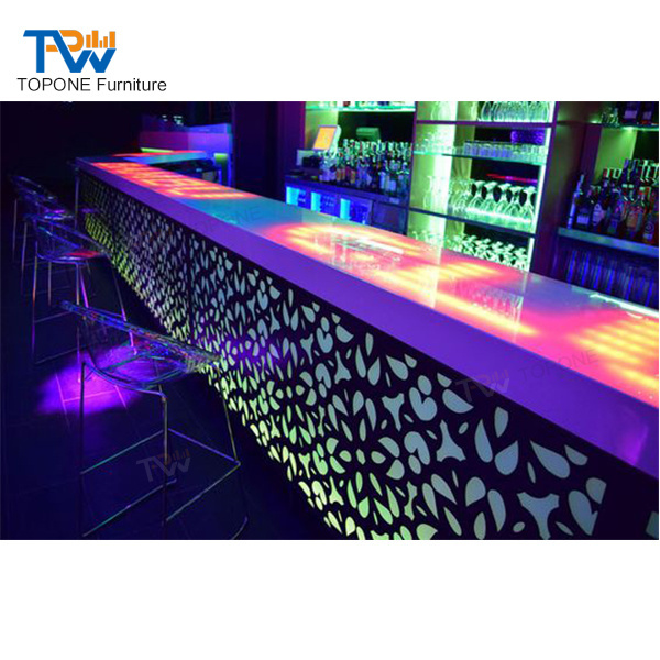 Modern Acrylic Flower Carved Led Nightclub Restaurant Fast Food Shop Bar Counter