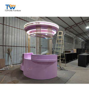 Beauty Salon Reception Desk Pink Cashier Counter Simple Modern Clothing Store round Beauty Salon Bar  Reception Desk