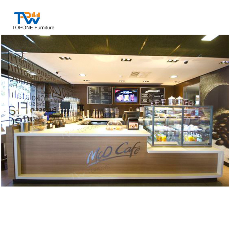 Modern design Cafe fast food restaurant wood acrylic bar counter