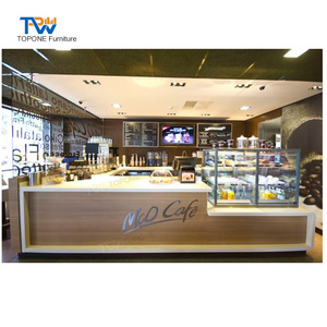 Modern design Cafe fast food restaurant wood acrylic bar counter