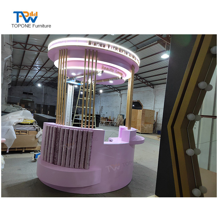 Beauty Salon Reception Desk Pink Cashier Counter Simple Modern Clothing Store round Beauty Salon Bar  Reception Desk