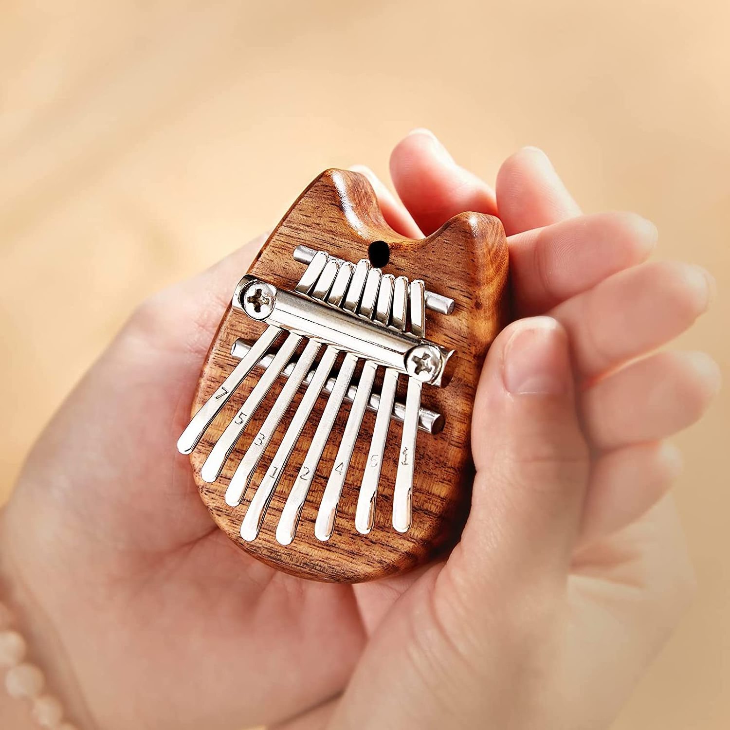 Portable Marimba Musical Thumb Piano with Lanyard Solid Wood 8 Keys Finger Piano Mini Kalimba Thumb Piano