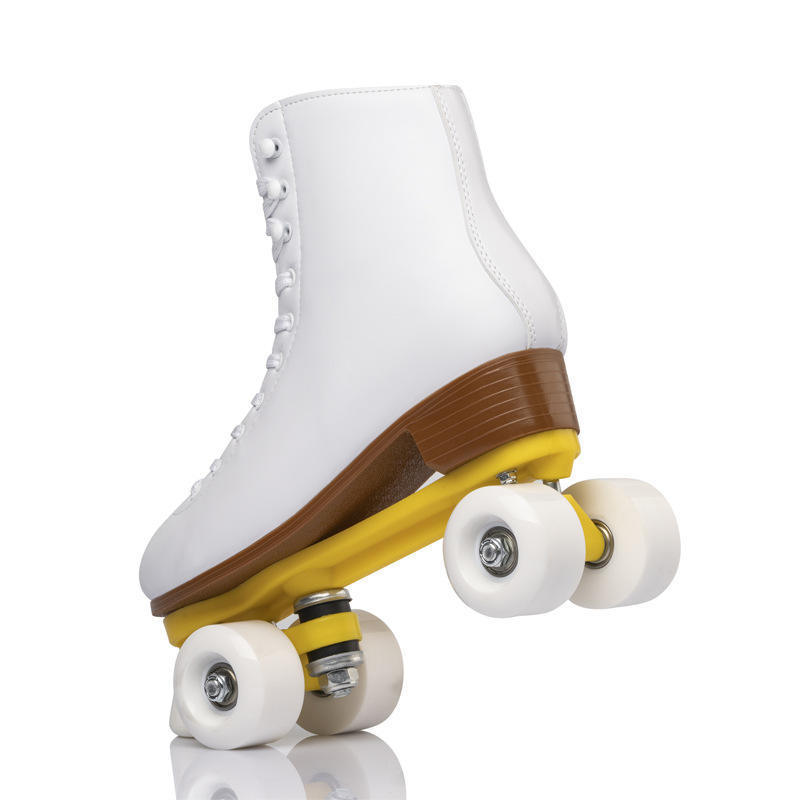 Leather PU 4 Wheels Durable Quad Roller Skates Professional For Rental Rink