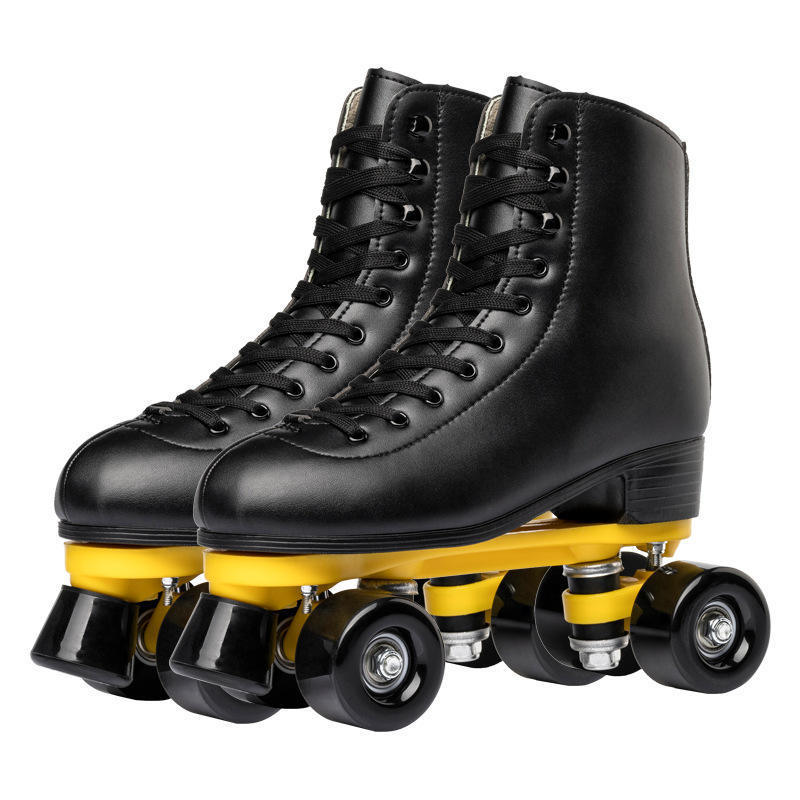 Leather PU 4 Wheels Durable Quad Roller Skates Professional For Rental Rink