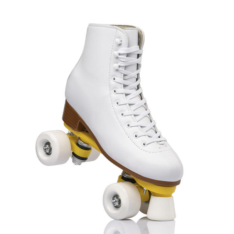 Leather PU 4 Wheels Durable Quad Roller Skates Professional For Rental Rink