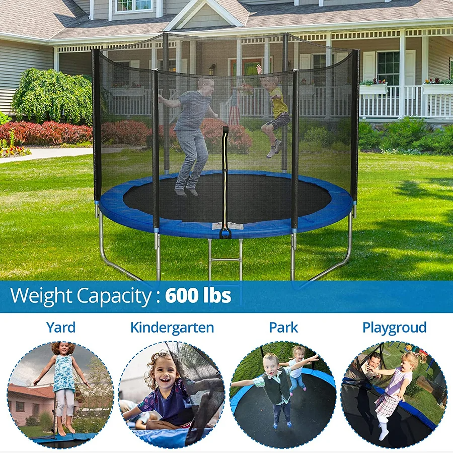 Outdoor Trampoline 5/6/8/10/12/14/16ft With Ladder Safety Net And Basketball Hoop Manufacturer Child Trampolines For Adults