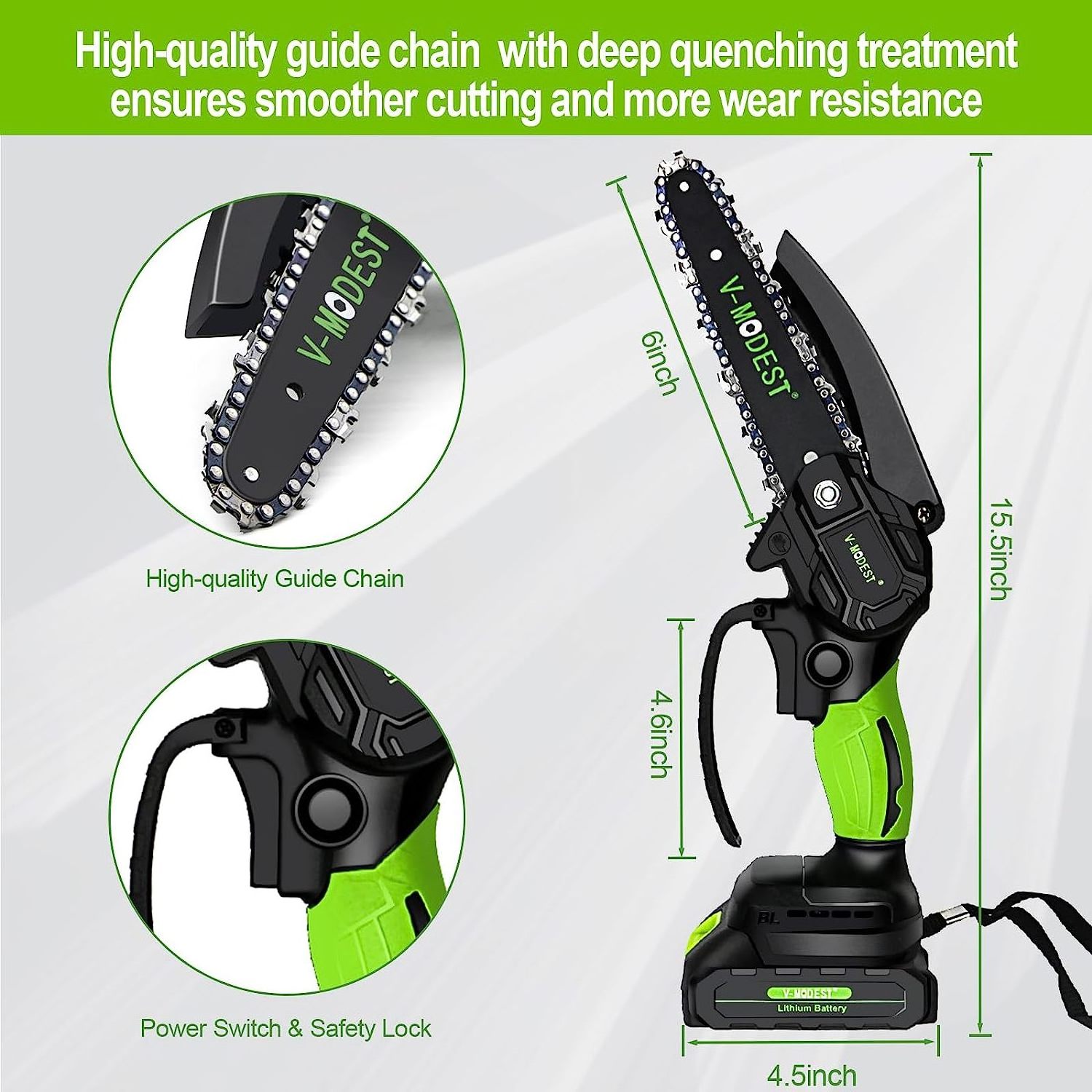 Hot Selling 550w Battery Powered 6 Inch Wireless Electric Wood Cutting Chainsaw Handheld Mini Cordless Chain Saw