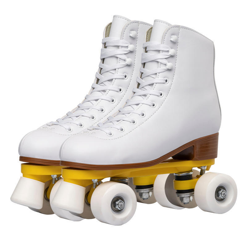 Leather PU 4 Wheels Durable Quad Roller Skates Professional For Rental Rink