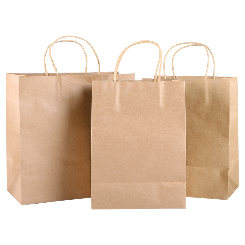 Customize Printing Brown Craft Kraft Paper Gift Food Takeaway Paper Bag With Your Own Logo sac en papier kraft