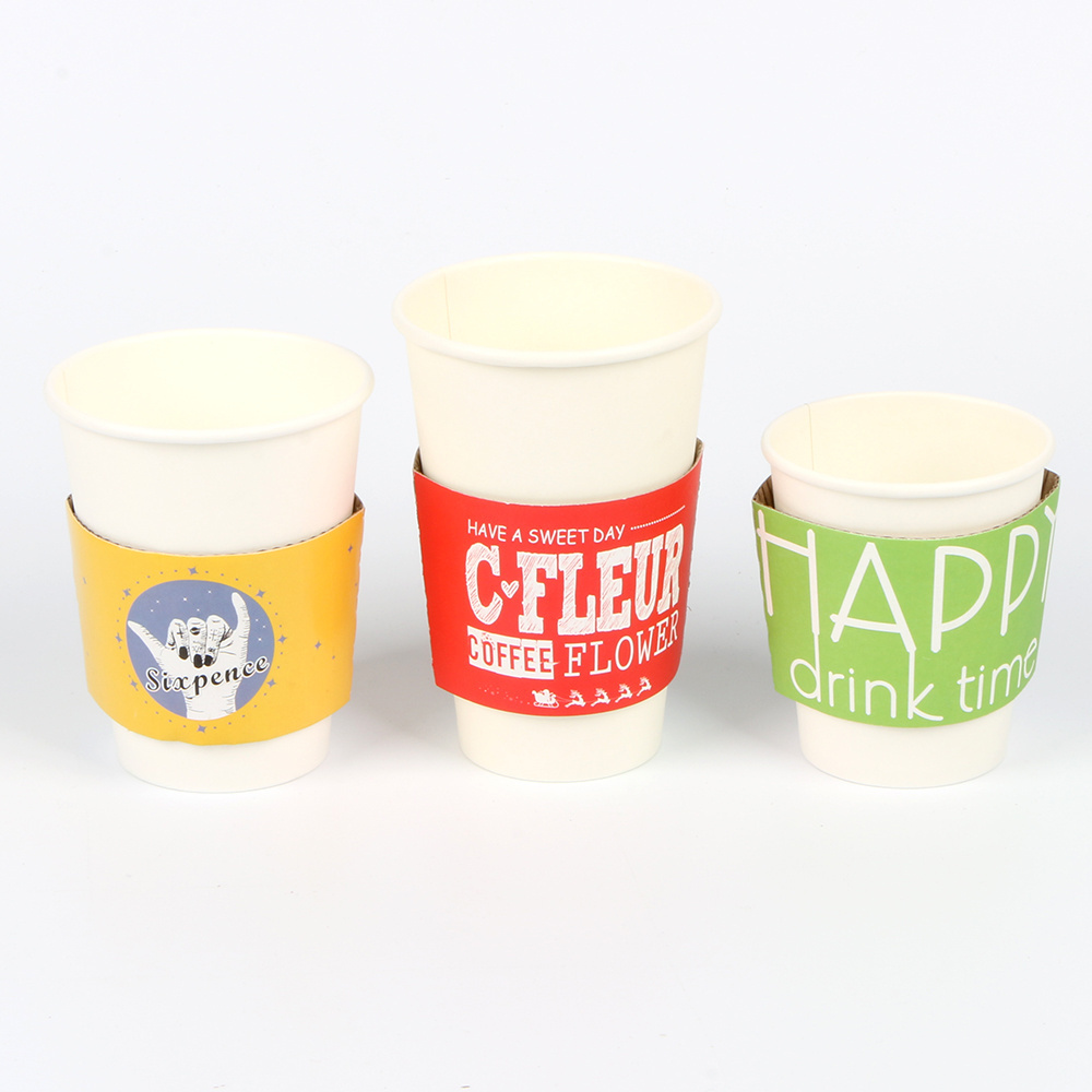 Disposable Anti Scalding Custom Logo Printing Takeaway Kraft Paper Hot Drink Mike Tea Coffee Cup Sleeve Holder