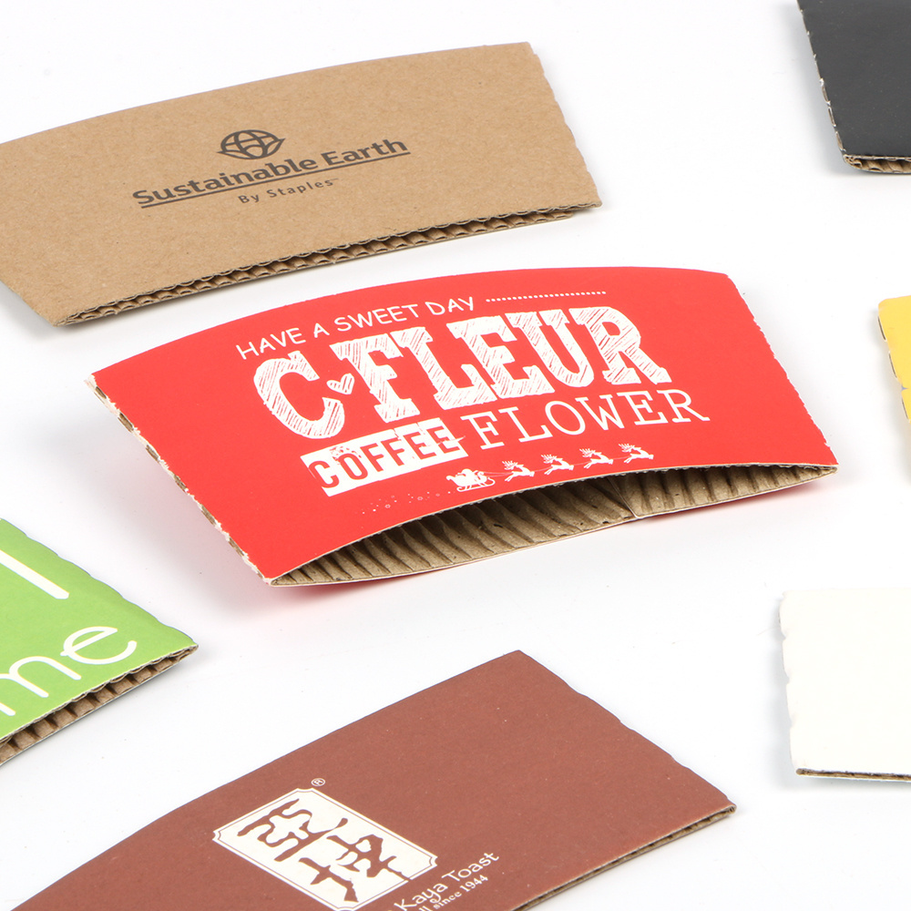 Disposable Anti Scalding Custom Logo Printing Takeaway Kraft Paper Hot Drink Mike Tea Coffee Cup Sleeve Holder