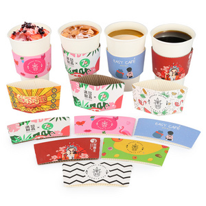 Disposable Anti Scalding Custom Logo Printing Takeaway Kraft Paper Hot Drink Mike Tea Coffee Cup Sleeve Holder