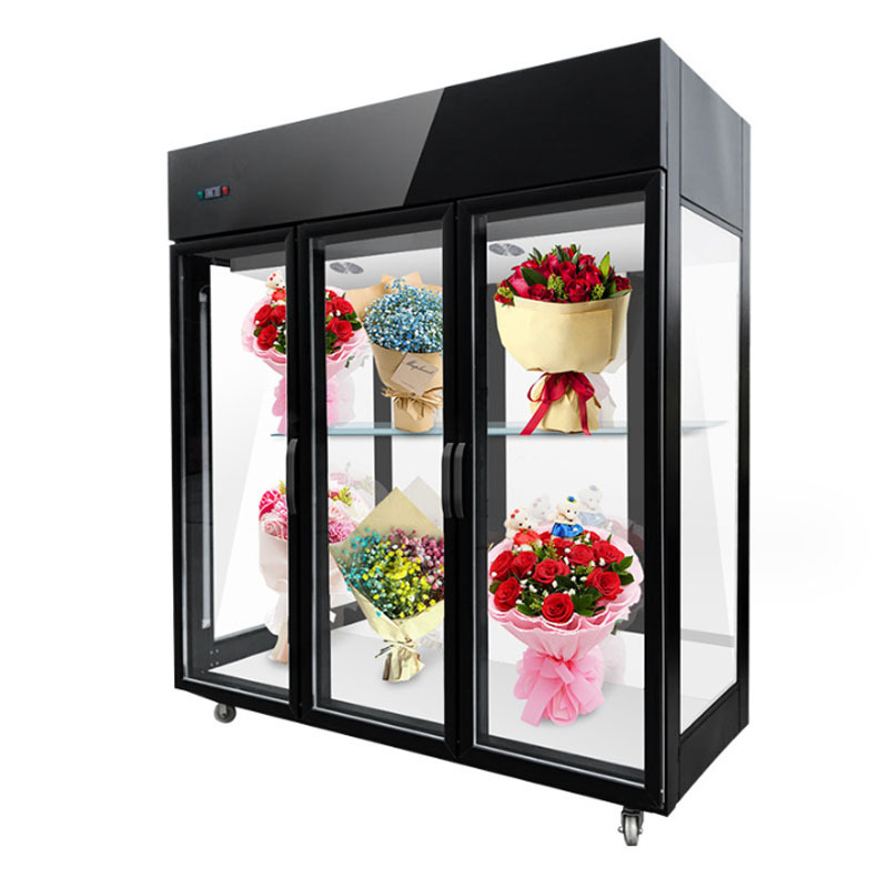 New Style Cooler Vertical Glass Door Flower Vegetables Display Fridge Commercial Flower Display Refrigerator Cabinet