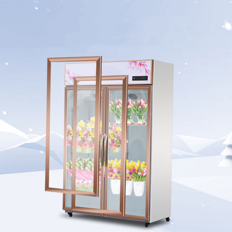 New Style Cooler Vertical Glass Door Flower Vegetables Display Fridge Commercial Flower Display Refrigerator Cabinet