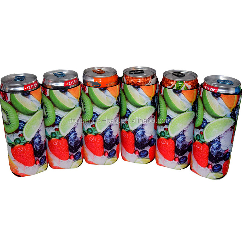 Kiwifruit Pattern Printing Neoprene Slim Can Thermal Sleeves 12 oz Slim Beverage Insulators for Red Bull